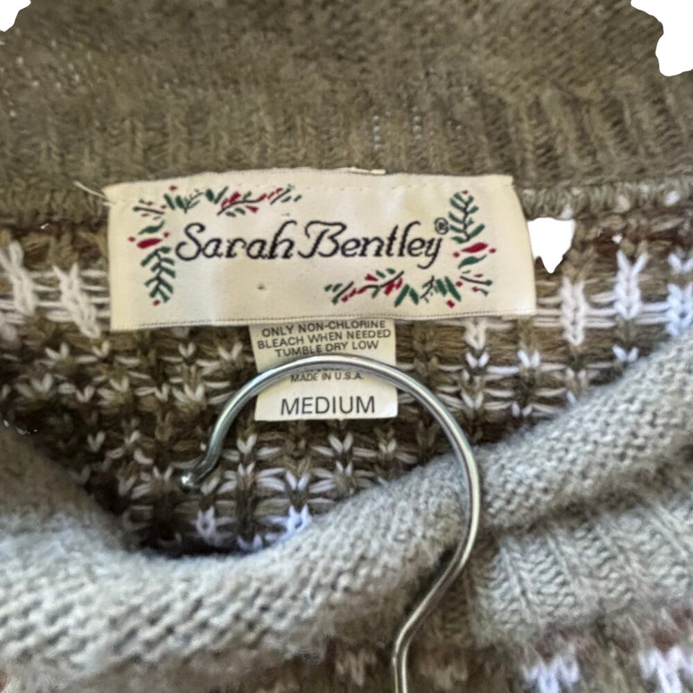 Vintage 90's Harley of Scotland M Cottage Core sweater Fair Isle Wool Old money - Picture 3 of 3